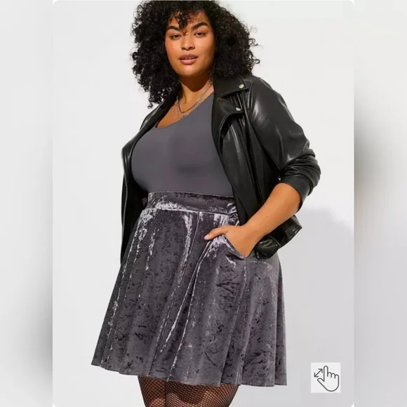 Torrid Mini Velvet Skater Skirt - Picture 2 of 5